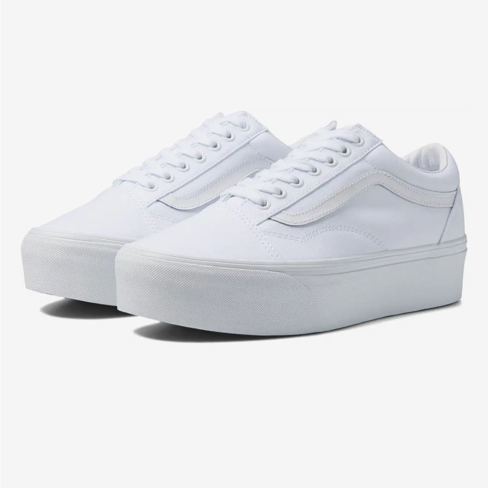 Vans Old Skool Stackform White Platform Sneakers … - image 1